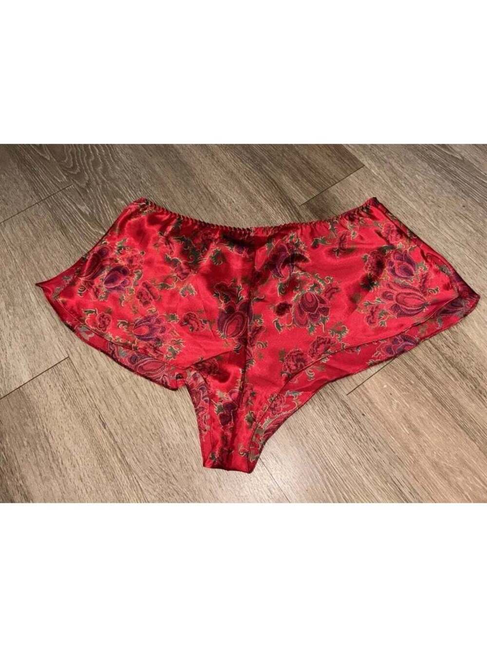 Vintage Solange Floral Paisley Satin Tap sleep pajama Shorts b189